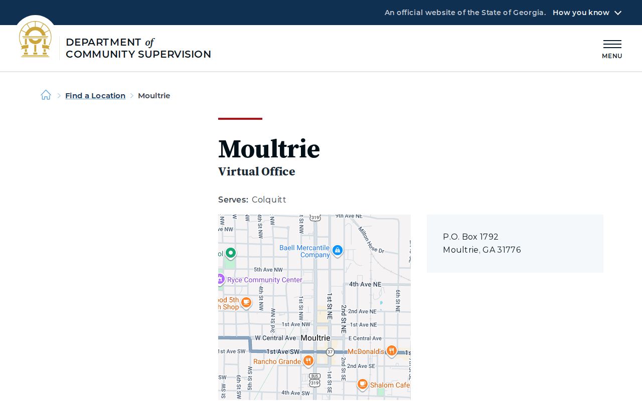 Moultrie DCS Virtual Field Office post-release supervision contact