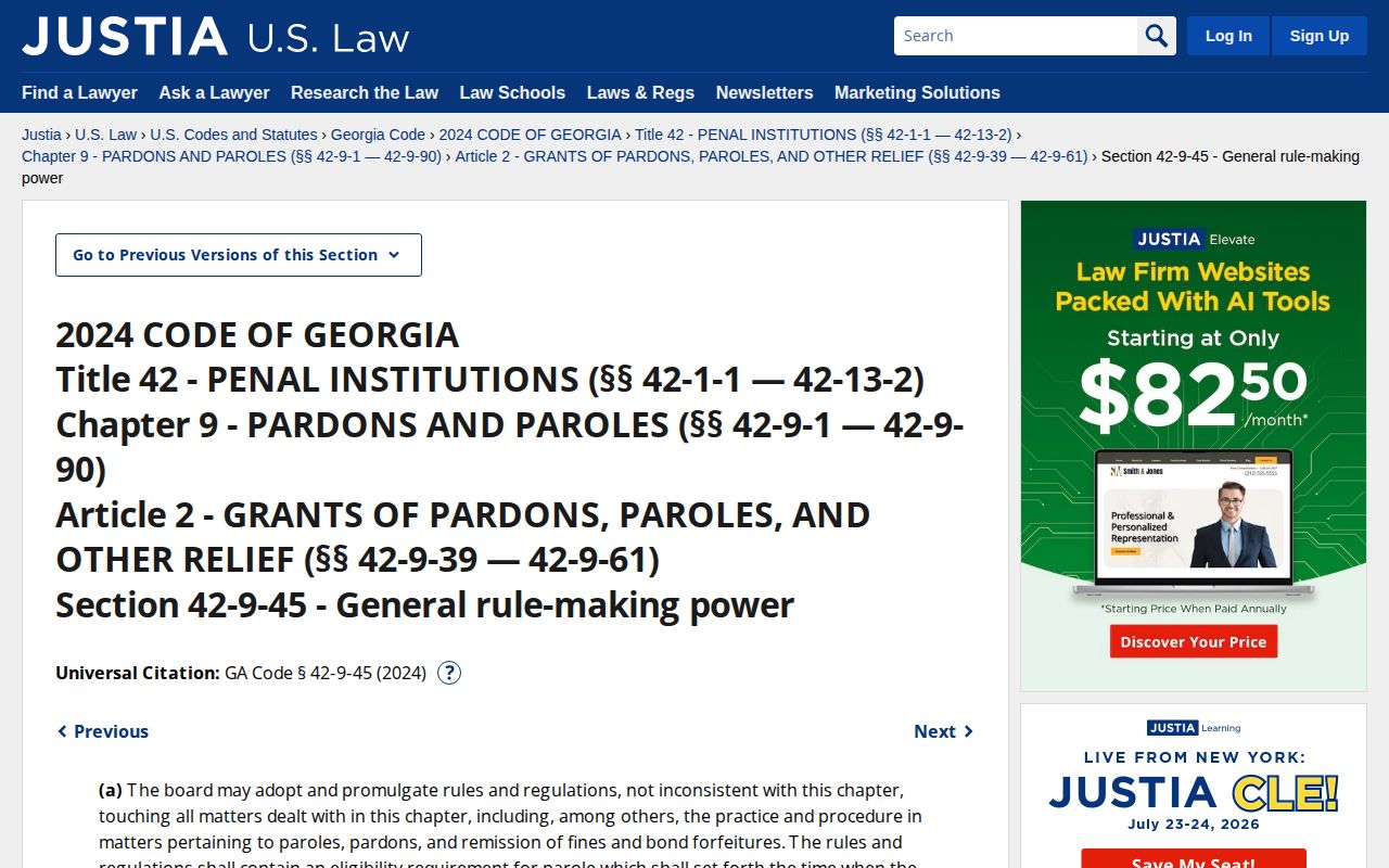 Georgia parole eligibility law for Colquitt County parole records